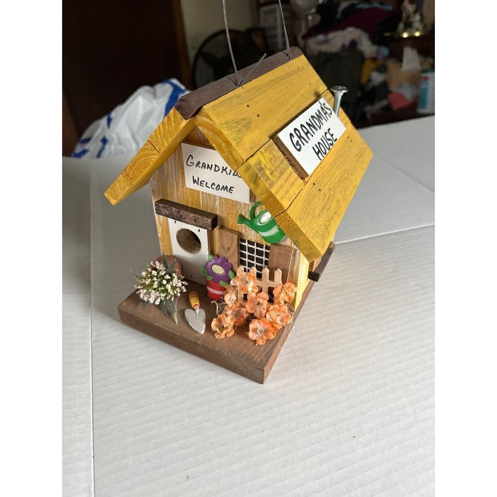 Hand made Birdhouse Grandma’s House Wooden Unique Hanging or sitting